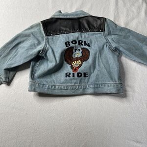 Born to Ride Denim toddler 3T jacket Biker blue jean jacket Go Baby Tag